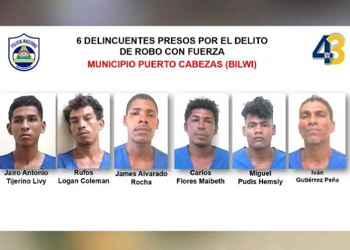 Presuntos delincuentes presos en Bilwi