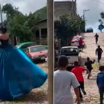 ¿Iban a recorrer el mundo? Caballo se ‘escapa’ con la quinceañera de su fiesta Cuando el caballo se la llevó, su familia corrió tras ellos