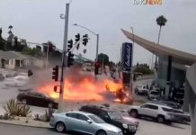 Impactante accidente en California tras ignorar la luz roja del semáforo Impactante accidente en California tras ignorar la luz roja del semáforo