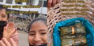 Joven de Perú ayuda a su mamá a vender tamales 