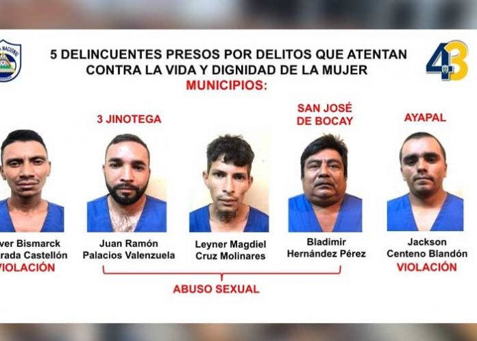 Sujetos presos por ser presuntos delincuentes en Jinotega