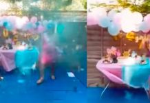 inusual momento para revelar el sexo de un bebé