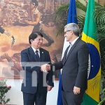 Canciller de Nicaragua recibe Copias de Estilo de embajador de Brasil Breno de Souza, nombre del nuevo embajador de Brasil