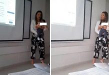 ¡Admirable! Maestra cuidad a bebé para que la alumna ponga atención A la bella maestra le dieron un reconocimiento