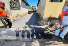 Mejoramiento vial en calles de Casas para el Pueblo en Managua