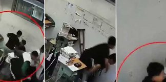 Viral: Estudiante ayuda a su compañero enyesado a salir de clases