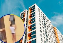 «Con las manos en la masa» Infiel sale en «paños menores» por la ventana Hombre infiel sale por la ventana de un edificio