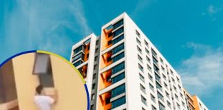 Hombre infiel sale por la ventana de un edificio 