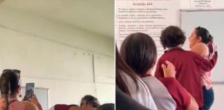 ¡Se armó la guerra! Alumna ataca a maestra porque le quitó el celular