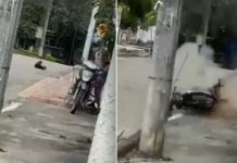 ¡Héroe! Niño salva a motociclista de morir electrocutado (VIDEO)