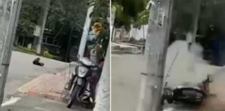 ¡Héroe! Niño salva a motociclista de morir electrocutado (VIDEO)