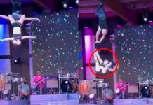 Bailarina sufre accidente en pleno show y nadie la ayuda