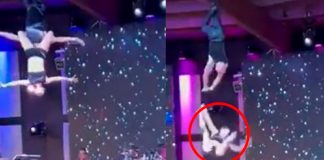 Bailarina sufre accidente en pleno show y nadie la ayuda