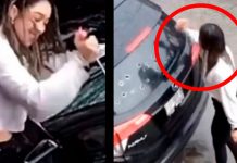 VIDEO: Con risa malévola, mujer destruye el auto de su pareja por «ser infiel» VIDEO: Mujer destruye totalmente el auto de su pareja por "ser infiel"