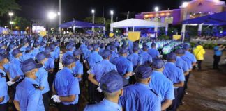 Presidente de Nicaragua, Daniel Ortega, en acto del 43 aniversario de la Policía Nacional