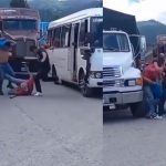 Video: Conductor y ayudante se agarran a batazos con chófer de camión Agredieron físicamente al chófer de un camión
