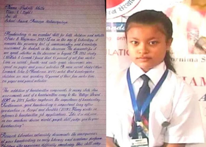 Niña de 14 años es premiada por su impecable caligrafía