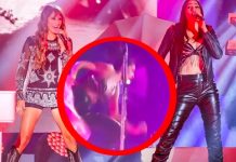 «Se le aflojaron las canillas» Ashley de Ha-Ash se cayó en concierto Ashley caminaba por el templete y se resbaló en el piso