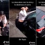 (Video) Descubre «sus cuernos» y furiosa destroza el carro de la amante Se le metió el 'chamuco' destrozó los vidrios del carro