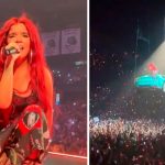 Karol G en un Ferrari desde el cielo en su gira ‘Strip Love Tour’