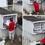¡Video conmovedor! pequeño visita la tumba de su mami para darle diploma Niño visita tumba de su mamá y su reacción te hará llorar
