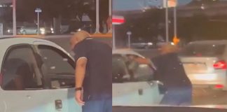 Al estilo Hulk: Hombre furioso arranca el cristal de un carro (Video)