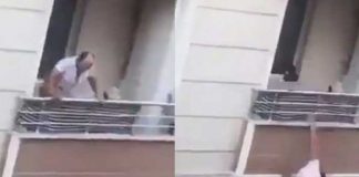 Le llegó el karma: Agredió a peatón y cayó desde el balcón de su cuarto (VIDEO)