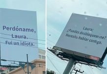 ¡Apareció Laura! Responde por paneles publicitarios a la petición de su ex