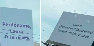 ¡Apareció Laura! Responde por paneles publicitarios a la petición de su ex