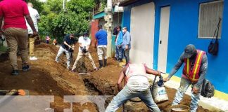 Obra de drenaje sanitario en el barrio de Managua, Vista del Xolotlán