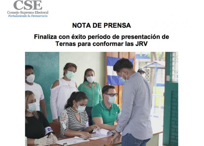 Con éxito concluye el período de presentación de Ternas para conformar las JRV