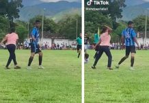 Madre ingresó a la cancha para reclamarle a un jugador 