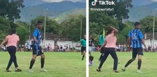 Madre ingresó a la cancha para reclamarle a un jugador 