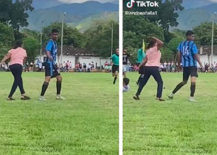 mama Madre ingresó a la cancha para reclamarle a un jugador