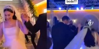 Esposos hacen su entrada al evento de su boda