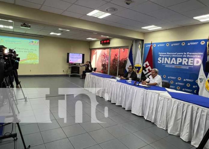 Conferencia de prensa del SINAPRED sobre secuelas de Julia en Nicaragua