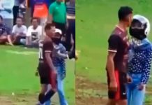 ¿Andaba sin permiso? Mujer entra a la cancha de fútbol y saca a su pareja ¿Andaba sin permiso? Mujer entra a la cancha de fútbol y saca a su pareja