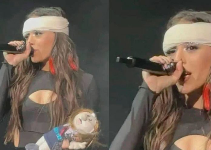¡Con la ceja abierta! Danna Paola sufre tremendo accidente en el escenario