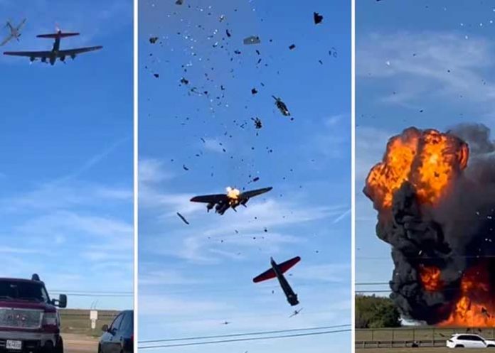 2 Aviones chocan mientras hacían acrobacias en Estados Unidos