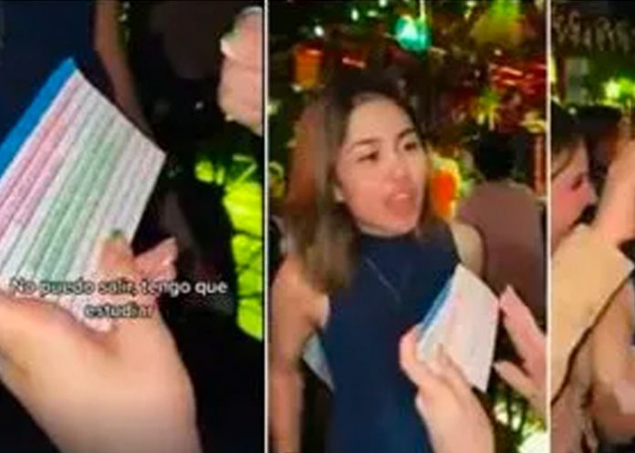 Salió de fiesta pero cumplida se llevó la tarea al antro