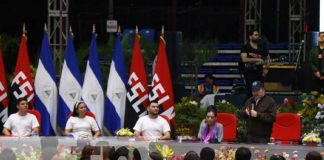 Acto del Congreso Nacional de Juventud Sandinista, presidido por el Comandante Daniel Ortega en Nicaragua