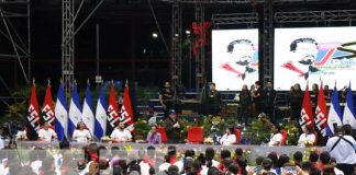 Acto del Congreso Nacional de Juventud Sandinista, presidido por el Comandante Daniel Ortega en Nicaragua