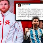 «Bombaaa» Canelo Álvarez se disculpa con Messi ¡Me dejé llevar por la pasión! Saúl 'Canelo' Álvarez se disculpa con Messi tras amenazarlo