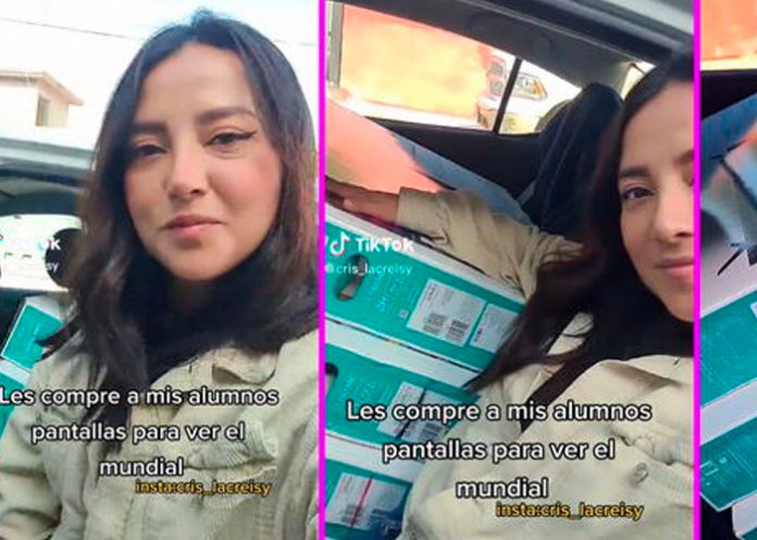 Profesora compró televisor para que sus alumnos vean el mundial