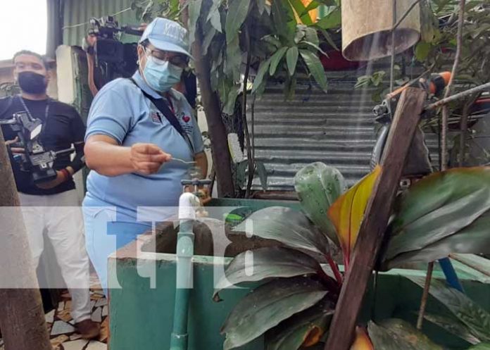 Foto: Abatización en viviendas del barrio Mirna Ugarte, en Managua / TN8