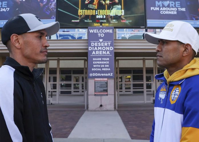 Cara a cara de ambos púgiles de los pesos pequeños Gallo Estrada y Román González listos para su combate