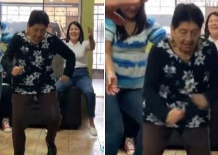 Abuelita sorprende al “perrear” hasta abajo en una fiesta