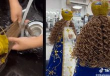 ¡Insólito! Mujer lava y arregla el cabello de su virgen para que se vea “radiante”