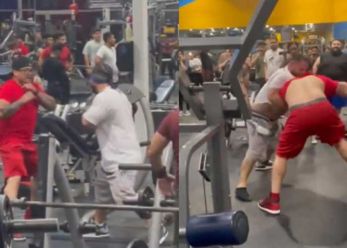 ¡Taco a taco! Sujetos se golpean a “morir” por una máquina en el GYM (VIDEO)