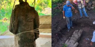 Hallan escultura de un guerrero decapitado en México